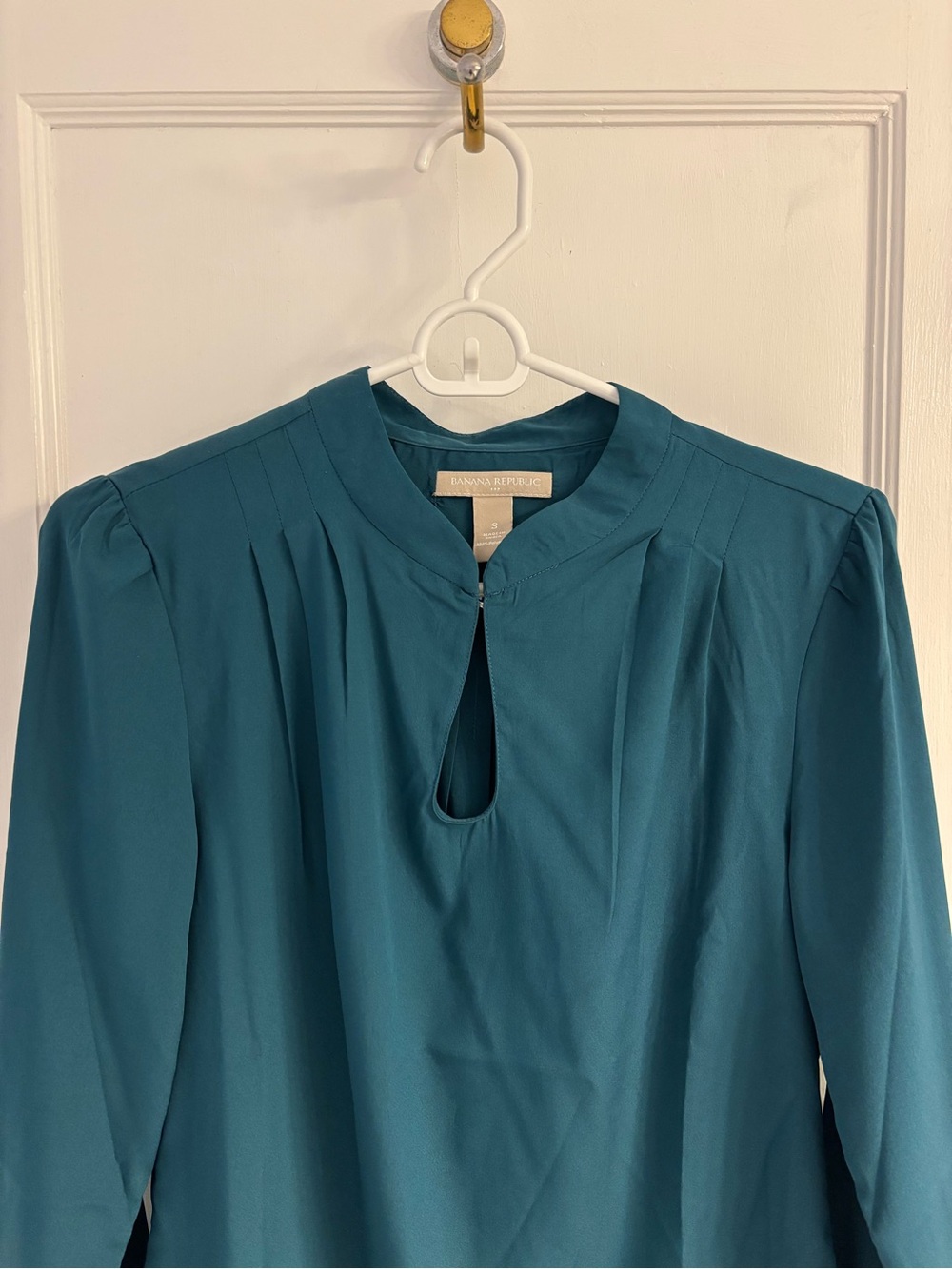 Banana Republic Teal Long Sleeve Keyhole Blouse Dress